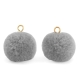 1 Stück Woll PomPom - Grey (Gold-Öse)