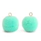 1 Stück Woll PomPom - Mint Green (Gold-Öse)