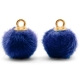 1 Stück Faux Fur PomPom - Cobalt Blue (Gold)