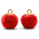 1 Stück Faux Fur PomPom - Red (Gold)