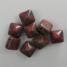 #21 - 10 Two-Hole Pyramid 8x8mm - coral red travertin