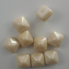 #31 - 10 Two-Hole Pyramid 8x8mm - alabaster champagne luster
