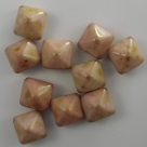 #34 - 10 Two-Hole Pyramid 8x8mm - alabaster rosé gold luster