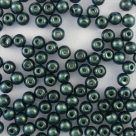 #92 50 Stück Perlen rund - jet antik-met. emerald - Ø 4