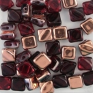25 Stück Two-Hole Silky Beads 6mm - ruby capri gold