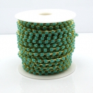 1 m Strasskette turquoise Ø ± 4x5mm - gold