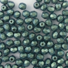 #99.36 50 Stück - 4,0 mm Glasschliffperlen - antik-met. emerald 