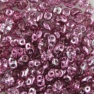 #103 10g SuperDuo-Beads cr. half labrad. dk pink coated