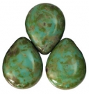 #02 - 1 Glastropfen 12x16mm Opaque Turquoise Picasso