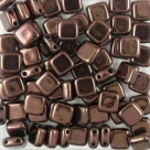 50 Stück Two-Hole Flat Square 6mm - Jet Lusterd Chocolate