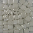 50 Stück Two-Hole Flat Square 6mm - alabaster hematite coating