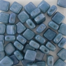 25 Stück Two-Hole Silky Beads (glatt) 6mm - Alabaster Blue Luste