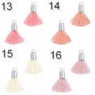 5 Stück Mini-Perlen-Quasten (ca. 1,5cm)  Ibiza Style - silberne Endkappe mit Öse - verschiedene Farben