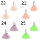 5 Stück Mini-Perlen-Quasten (ca. 1,5cm)  Ibiza Style - silberne Endkappe mit Öse - verschiedene Farben