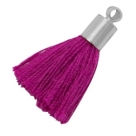 5 Stück Mini-Perlen-Quasten (ca. 2,4cm)  Ibiza Style - silberne Endkappe mit Öse - med fuchsia purple