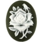 1 Stück ovale Camée-Rose 19x25x3mm (LxBxH) grün/weiß