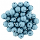 #50.07 25 Stück Perlen rund Top Hole - Satin Metallic Arctic Blue - Ø 6 mm