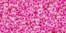 10 g TOHO Seed Beads 11/0 TR-11-0350 - Inside-Color Crystal/Fuchsia (E)