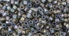 10 g TOHO Takumi Large Hole Seed Bead TTR-11-0266 - Inside Color Gold Luster Crystal/Opaque Gray Lined