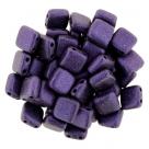 50 Stück Two-Hole Flat Square 6mm - Metallic Suede - Purple