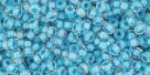 10 g TOHO Seed Beads 11/0 TR-11-0183 - Inside-Color Luster Crystal/Opaque Aqua (E)