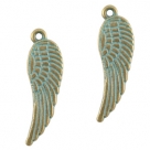 1 flügel Boho 31x10 mm - antikbronze - grün patina
