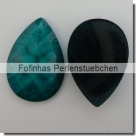 1 Resin Tropfen-Cabochon (facetiert) 25x18x6mm - Teal marmoriert