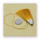 1 Stück Textil-Quaste (ca. 8,0cm) - mit antik silber Endkappe und Faden - gold