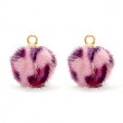 1 Stück Faux Fur PomPom - Leopard Pink (Gold)