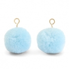 1 Stück Woll PomPom - Sky Blue (Gold-Öse)