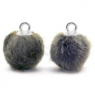 1 Stück Faux Fur PomPom - Grey (silber)