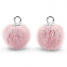 1 Stück Faux Fur PomPom - Vintage Pink (Silber)