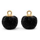 1 Stück Glitter Mesh PomPom - Black (Gold)