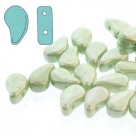 #02.05 - 25 Stück Paisley Beads 8x5 mm - Chalk White Lt Green Luster