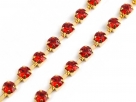 1 m Strasskette rot Ø ± 2,9mm - gold