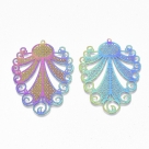 #65 1 Stück Edelstahl Filigree 47x37x0.3mm Multicolor-Farben