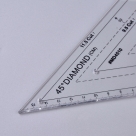 1 Stück Acryl Quilt-Schablone - 45° Winkel Diamond - 300x125x2,9mm, Loch: 3mm