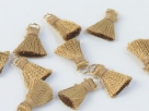 1 Stück Mini-Perlen-Quaste (ca. 1cm)  aus Baumwolle - mit goldfarbenen Biegering - sage