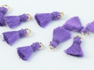 1 Stück Mini-Perlen-Quaste (ca. 1cm)  aus Baumwolle - mit goldfarbenen Biegering - violet