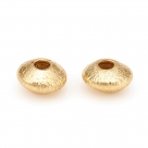 10 Stck. Messing-Abstandsperlen, langlebig plattiert, strukturiert, flach rund, golden, 5x2.5 mm, Bohrung: 1.4 mm