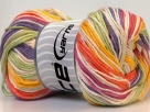 5x100 Gramm Wolle ICE yarns - Tropical Color - Green, Lilac, Yellow, Orange, White