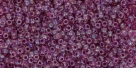 10 g TOHO Seed Beads 11/0 TR-11-1854 - Inside-Color Rainbow Crystal/Fuchsia-Lined