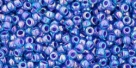 10 g TOHO Seed Beads 11/0 TR-11-1837 - Inside-Color Rainbow Aqua/Opaque Purple Lined (E)