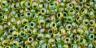 10 g TOHO Seed Beads 11/0 TR-11-1829 - Inside-Color Rainbow Jonquil/Forrest Green Lined (E)