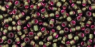 10 g TOHO Seed Beads 11/0 TR-11-2204 - Silver-Lined Frosted Olivine - Pink Lined (A,B,D)