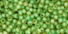 10 g TOHO Seed Beads 11/0 TR-11-0946 F - Inside-Color Frosted Jonquil/Opaque Green Lined (E)