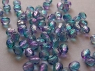 #52 50 Stück - 4,0 mm Glasschliffperlen - Dual Coated -Aqua/Fuchsia