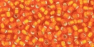 10 g TOHO Seed Beads 11/0 TR-11-0030 BF - Silver-Lined Frosted Med Tangerine (A,D)