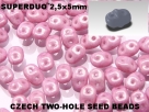 #040 10g SuperDuo-Beads opak white/rosé - ceramik look