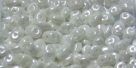 #041 10g SuperDuo-Beads opak white/hematit - ceramik look